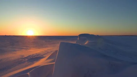 Snowstorm Winter. Sunset. Stock Footage 194050247