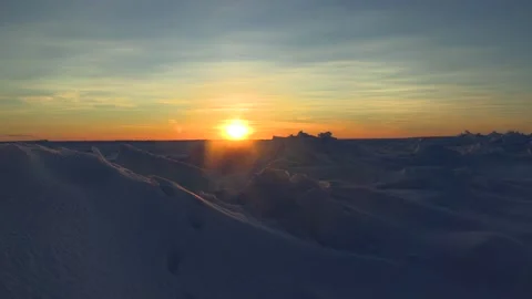 Snowstorm Winter. Sunset. Time-Lapse Stock Footage 194050050