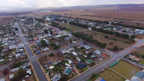 Snowtown SA Drone 180-Degree Rotation Over Foggy Rural Fields Stock Footage 331277155