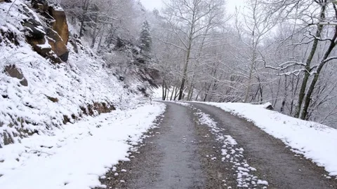 SNOW,WATERFALL,BLACKSEA, DEVREK, TURKEY, TREE,ICE,aerials Stock Footage 168621379