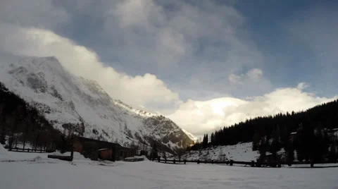 Snowy Alps Mountains Timelapse Stock Footage 34392561