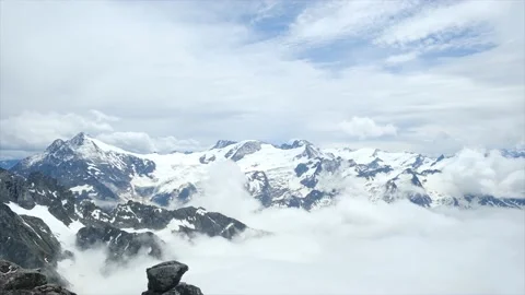 Snowy and Cloudy Mount Titlis Stock Footage 199829325