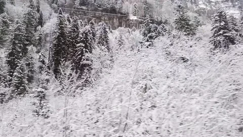 Snowy area, view from cable car to Mount Pilatus, Switzerland Stock-Footage 247036103