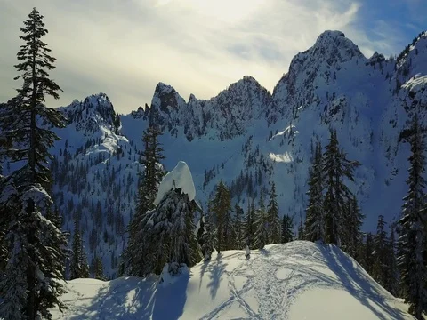 Snowy Backcountry Basin Video stock 73685128