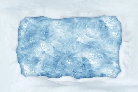 Snowy background frame from elements of snowdrifts. ice. 写真素材