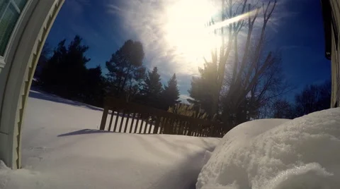 Snowy Backyard Timelapse Stock Footage 64143564