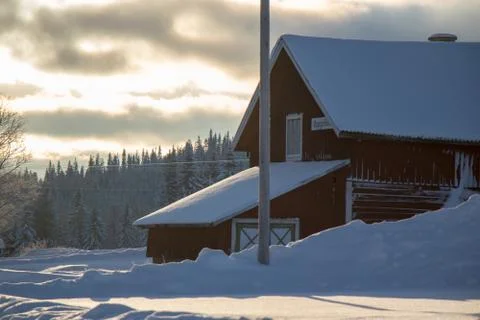 Snowy barn Stock Photos