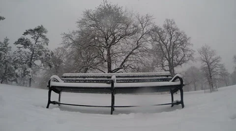 Snowy Bench Stock Footage 34652035