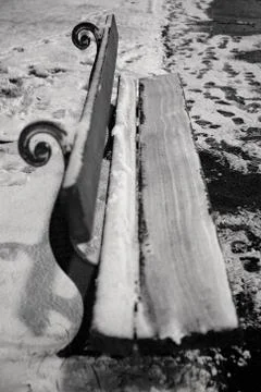 Snowy bench Stock Photos