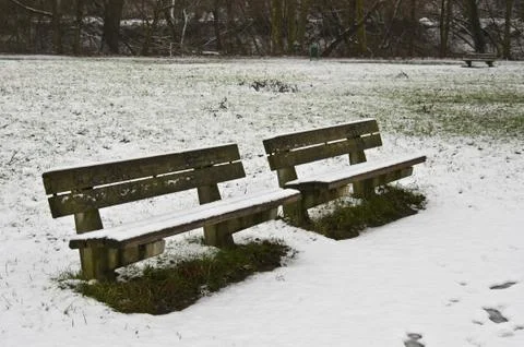 Snowy bench Stock Photos
