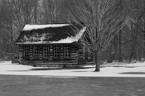 Snowy cabin Stock Photos