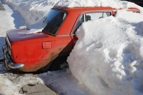 Snowy car Foto stock