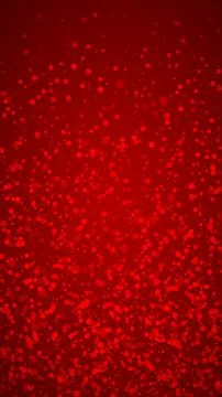 Snowy christmas background. Subtle flying snow flakes and stars on christmas red Stock Illustration