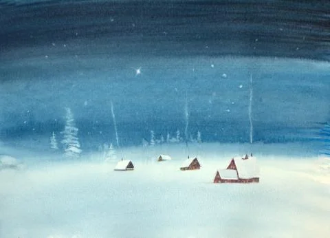 Snowy christmas night Stock Illustration