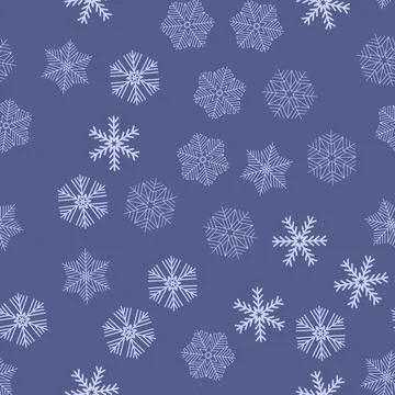 Snowy christmas seamless pattern, blue crystal snowflake for textile, Stock Illustration