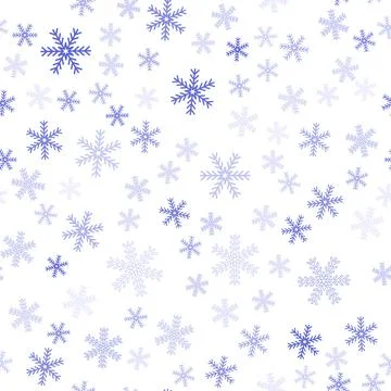 Snowy christmas seamless pattern, blue crystal snowflake for wrapping paper Stock Illustration