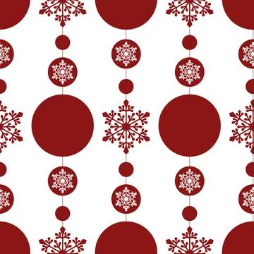 Snowy Christmas seamless pattern, circle ball snow snowflake decoration Stock Illustration