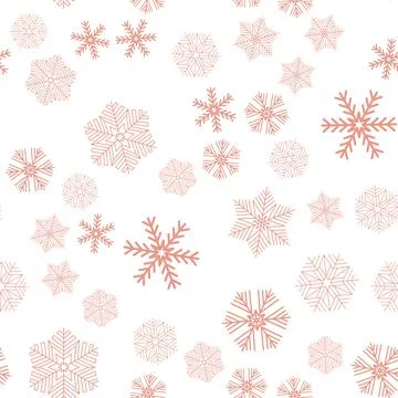 Snowy christmas seamless pattern, red crystal snowflake Stock Illustration