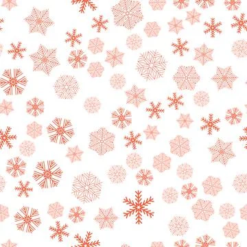Snowy christmas seamless pattern, red crystal snowflake for textile, wallpape Stock Illustration