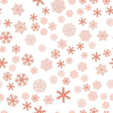 Snowy christmas seamless pattern, red crystal snowflake for wallpaper and w.. Stock Illustration