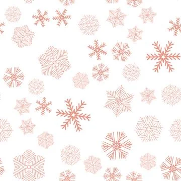 Snowy christmas seamless pattern, red crystal snowflake Stock Illustration