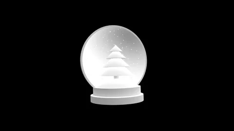 Snowy Christmas Tree Globe with Falling Snowflakes in Mystical White Atmosphe Stock Footage 341921413