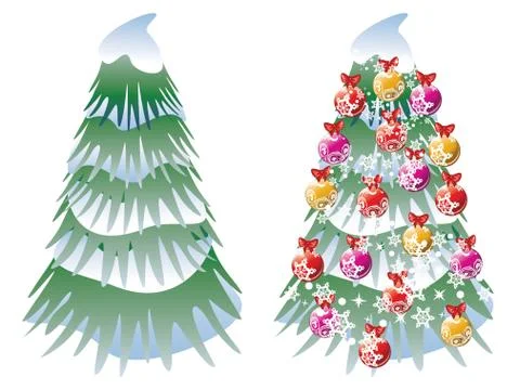 Snowy Christmas Tree Stock Illustration