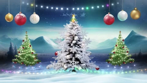 Snowy Christmas Trees Loop Stock Footage 259334092