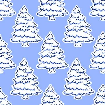Snowy christmas trees seamless pattern Illustrazione stock