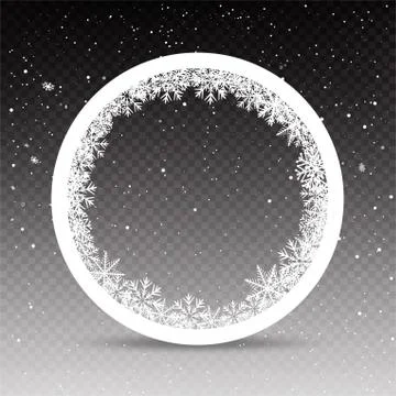 Snowy circle frame template Stock Illustration