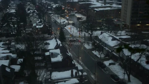 Snowy City Intersection Stock Footage 169611845