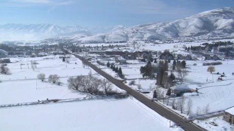 Snowy city sprawl Stock Footage 75214318