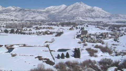 Snowy city sprawl Stock Footage 75214325