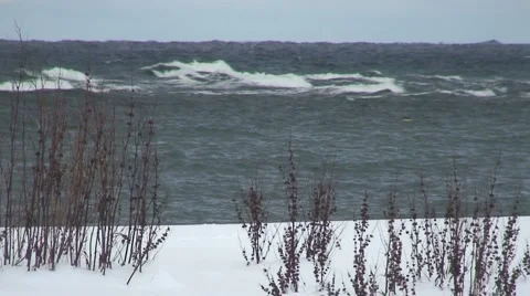 Snowy coastline Stock Footage 959417