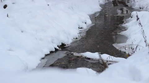 Snowy Cold Water Stream Stock Footage 46126656