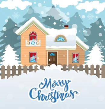 Snowy cottage Stock Illustration