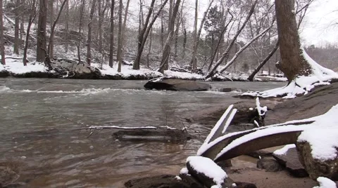 Snowy Creek Close Up from Downstream Stock Footage 47244273
