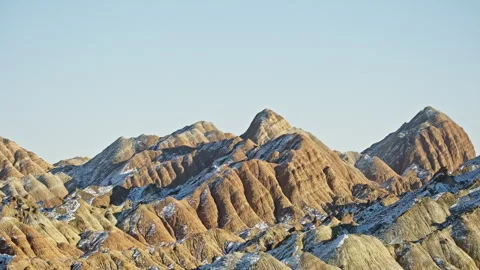 Snowy Danxia Mountains at Sunset B Roll Landscape Stock Footage 325855743