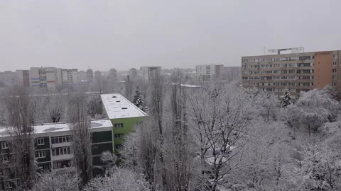 Snowy Day in City Bucharest Stock Footage 147355035