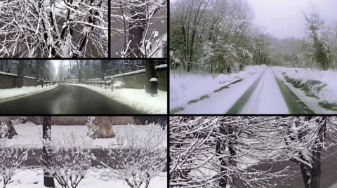 Snowy day collage Видео 32798344