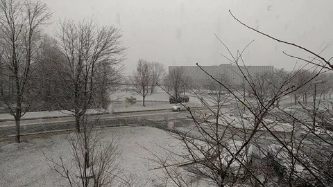 Snowy day at the office 库存影片 87098332