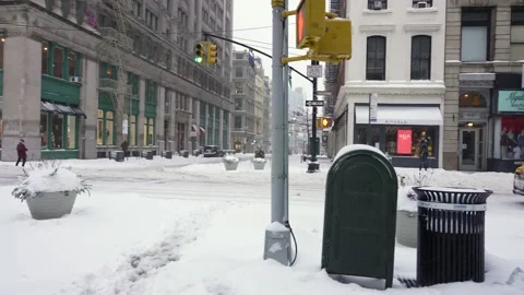 Snowy day in SoHo Stock Footage 147641231