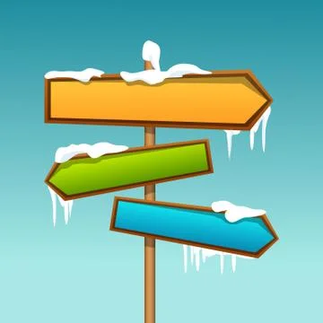 Snowy direction board Stock Illustration