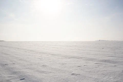 Snowy Empty Plain Landscape with Sky Stock-Fotos