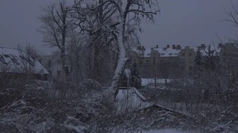 Snowy evening Video stock 148112912