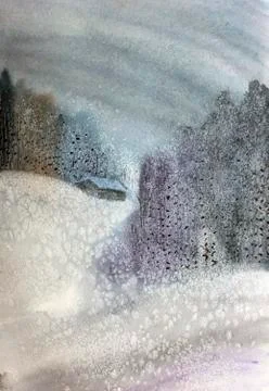 Snowy evening Stock Illustration