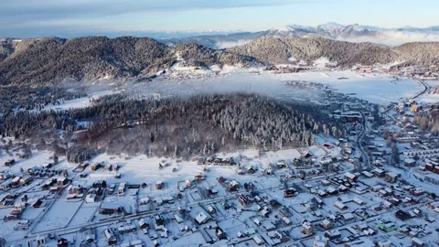 Snowy Evening In The Sky resort Stock Footage 213256286