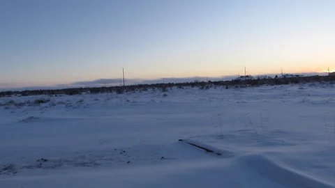 Snowy Field in the Sun Set Stock Footage 75817067