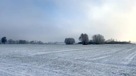 Snowy fields and winter landscape. European winter. Stock Footage 226376294