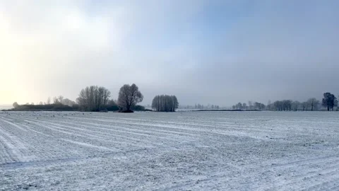 Snowy fields and winter landscape. European winter. Stock Footage 253640203